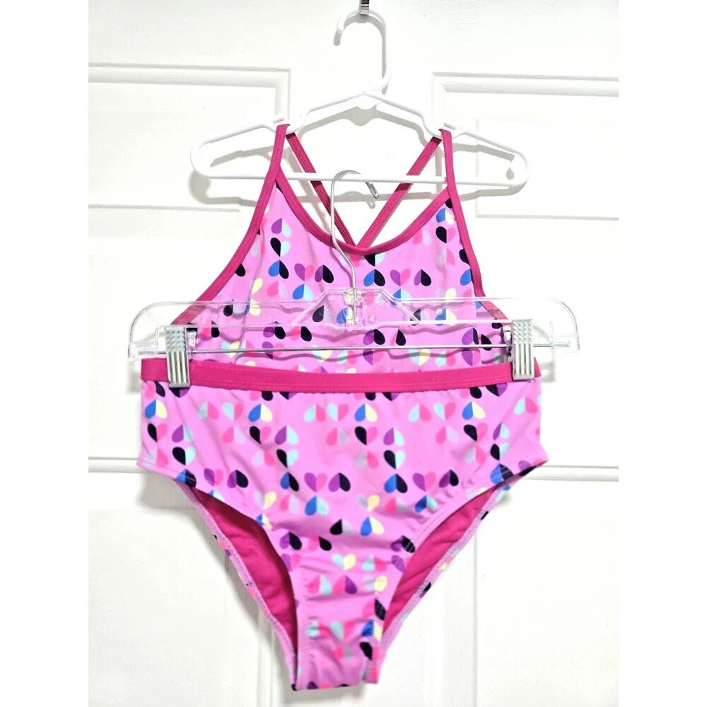Lands' End Girls' Swimwear UPF 50 Bikini Top and Bottom Swim Set Sz L NWOT